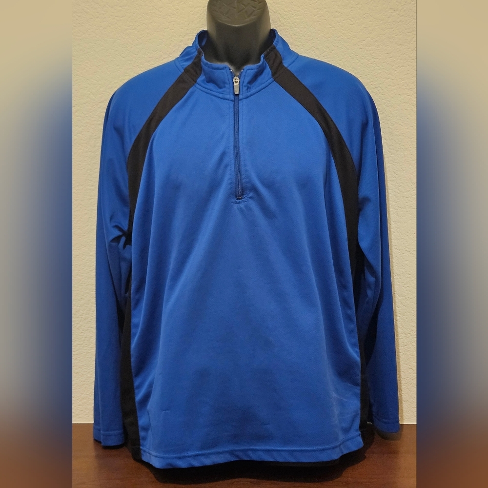 Men's Blue and Black Quarter-Zip Jacket
